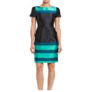 LK Bennett London Elegant navy and Teal Striped Dress size US 4